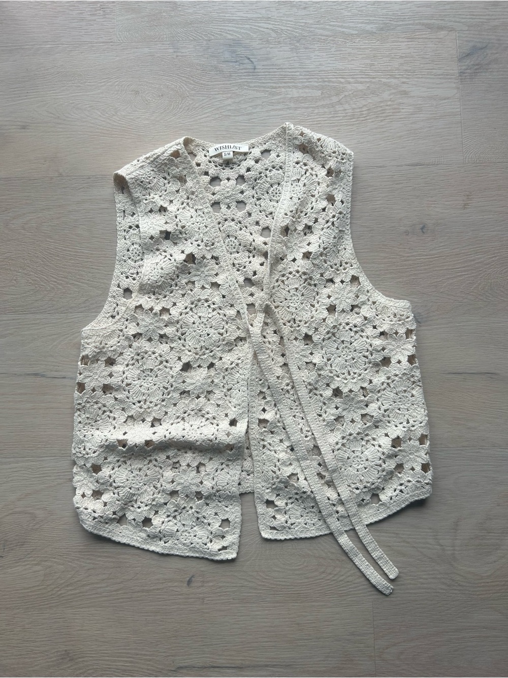 Wish list Crochet Tie-Front Tank Top Vest - Cream